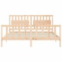 Estructura de cama de matrimonio con cabecero madera maciza de , Camas y somieres - Ref: Foro24-3192441, Precio: 165,99 €, De...