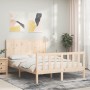 Estructura de cama con cabecero madera maciza 140x200 cm de , Camas y somieres - Ref: Foro24-3192621, Precio: 155,96 €, Descu...