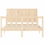 Estructura de cama con cabecero madera maciza 140x200 cm de , Camas y somieres - Ref: Foro24-3192621, Precio: 155,96 €, Descu...