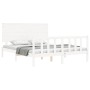 Estructura de cama matrimonio con cabecero madera maciza blanco de , Camas y somieres - Ref: Foro24-3193407, Precio: 159,51 €...