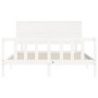 Estructura de cama matrimonio con cabecero madera maciza blanco de , Camas y somieres - Ref: Foro24-3193407, Precio: 159,51 €...