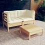 Muebles de jardín 3 piezas cojines madera de pino crema de , Conjuntos de jardín - Ref: Foro24-3096016, Precio: 243,26 €, Des...