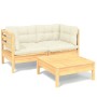 Muebles de jardín 3 piezas cojines madera de pino crema de , Conjuntos de jardín - Ref: Foro24-3096016, Precio: 243,26 €, Des...