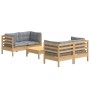 Juego de muebles de jardín 5 pzas y cojines madera de pino gris de , Conjuntos de jardín - Ref: Foro24-3096021, Precio: 396,7...