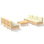 Muebles de jardín 7 piezas cojines madera de pino color crema de , Conjuntos de jardín - Ref: Foro24-3096094, Precio: 567,31 ...