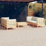 Muebles de jardín 7 piezas cojines madera de pino color crema de , Conjuntos de jardín - Ref: Foro24-3096118, Precio: 552,00 ...