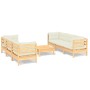 Muebles de jardín 7 piezas cojines madera de pino color crema de , Conjuntos de jardín - Ref: Foro24-3096118, Precio: 552,00 ...