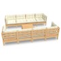 Muebles de jardín 9 pzas y cojines madera maciza de pino crema de , Conjuntos de jardín - Ref: Foro24-3096166, Precio: 737,86...