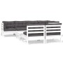 Muebles de jardín 8 pzas con cojines blanco madera maciza pino de , Conjuntos de jardín - Ref: Foro24-3096449, Precio: 677,64...