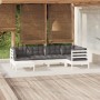 Muebles de jardín 6 pzas con cojines blanco madera maciza pino de , Conjuntos de jardín - Ref: Foro24-3096539, Precio: 525,67...