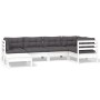 Muebles de jardín 6 pzas con cojines blanco madera maciza pino de , Conjuntos de jardín - Ref: Foro24-3096539, Precio: 525,67...