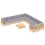 Muebles de jardín 11 pzas y cojines madera de pino gris de , Conjuntos de jardín - Ref: Foro24-3097012, Precio: 837,33 €, Des...