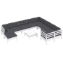 Muebles de jardín 11 pzas cojines blanco madera de pino de , Conjuntos de jardín - Ref: Foro24-3097038, Precio: 955,44 €, Des...