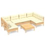 Muebles de jardín 7 pzas y cojines madera maciza de pino crema de , Conjuntos de jardín - Ref: Foro24-3097157, Precio: 536,33...