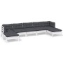 Muebles de jardín 7 pzas con cojines blanco madera de pino de , Conjuntos de jardín - Ref: Foro24-3097092, Precio: 575,91 €, ...