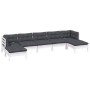Muebles de jardín 7 pzas con cojines blanco madera de pino de , Conjuntos de jardín - Ref: Foro24-3097092, Precio: 575,91 €, ...