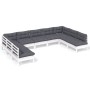 Muebles de jardín 9 pzas y cojines blanco madera maciza de pino de , Conjuntos de jardín - Ref: Foro24-3097176, Precio: 777,1...