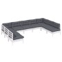 Muebles de jardín 9 pzas y cojines blanco madera maciza de pino de , Conjuntos de jardín - Ref: Foro24-3097176, Precio: 777,1...