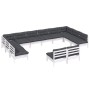Muebles de jardín 12 pzas y cojines blanco madera maciza pino de , Conjuntos de jardín - Ref: Foro24-3097224, Precio: 977,29 ...