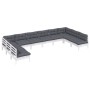Muebles de jardín 10 pzas con cojines blanco madera maciza pino de , Conjuntos de jardín - Ref: Foro24-3097188, Precio: 836,2...
