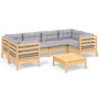 Juego de muebles de jardín 7 pzas y cojines madera de pino gris de , Conjuntos de jardín - Ref: Foro24-3097300, Precio: 539,0...