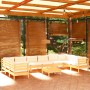 Muebles de jardín 11 piezas cojines madera de pino color crema de , Conjuntos de jardín - Ref: Foro24-3097337, Precio: 885,73...