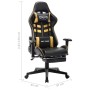 Silla de gaming con reposapiés cuero sintético negro y dorado en Sillas gaming | Comprar online en Foru.es