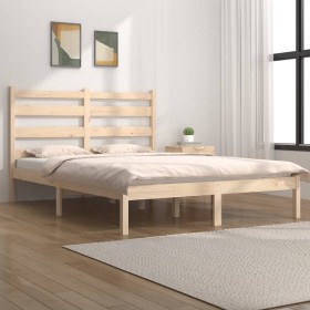 Estructura de cama de madera maciza de pino 140x190 cm de , Camas y somieres - Ref: Foro24-3103628, Precio: 106,33 €, Descuen...