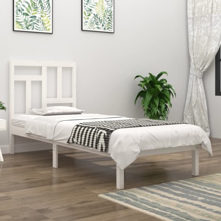 Estructura de cama madera maciza de pino blanco 90x190 cm de , Camas y somieres - Ref: Foro24-3104509, Precio: 86,16 €, Descu...