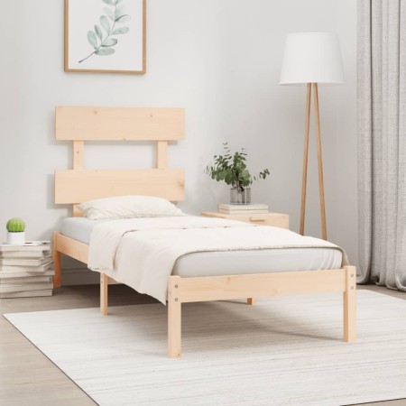 Estructura de cama madera maciza 90x190 cm de , Camas y somieres - Ref: Foro24-3104638, Precio: 79,36 €, Descuento: %