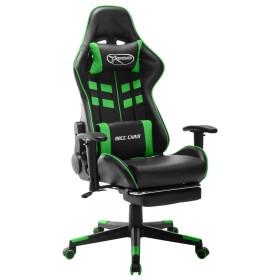 Silla de gaming con reposapiés cuero sintético negro y verde en Sillas gaming | Comprar online en Foru.es