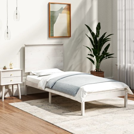 Estructura de cama individual madera maciza blanco 90x190 cm de , Camas y somieres - Ref: Foro24-3104769, Precio: 98,84 €, De...