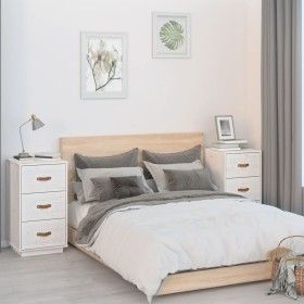 Mesitas de noche 2 uds madera maciza pino blanco 40x40x75 cm de vidaXL, Mesitas de noche - Ref: Foro24-818338, Precio: 138,13...