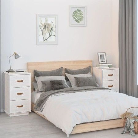 Mesitas de noche 2 uds madera maciza pino blanco 40x40x75 cm de vidaXL, Mesitas de noche - Ref: Foro24-818338, Precio: 138,13...