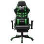 Silla de gaming con reposapiés cuero sintético negro y verde en Sillas gaming | Comprar online en Foru.es