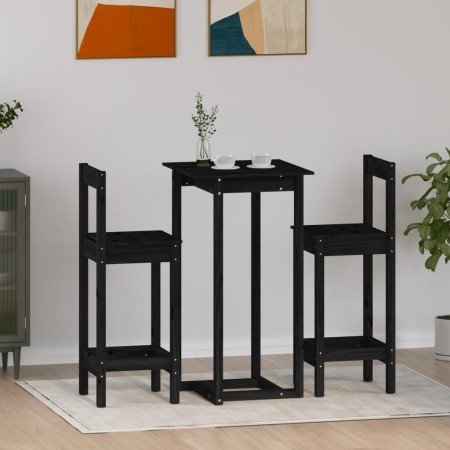 Set de bar 3 piezas madera maciza de pino negro de , muebles para cocinas y comedores - Ref: Foro24-3124736, Precio: 177,94 €...
