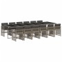 Set comedor de jardín con cojines 13 pzas ratán sintético gris en Conjuntos de jardín | Comprar online en Foru.es