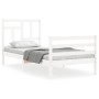 Estructura de cama con cabecero madera maciza blanco de , Camas y somieres - Ref: Foro24-3194927, Precio: 101,29 €, Descuento: %
