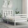 Estructura de cama con cabecero madera maciza blanco de , Camas y somieres - Ref: Foro24-3194927, Precio: 101,29 €, Descuento: %