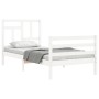 Estructura de cama con cabecero madera maciza blanco de , Camas y somieres - Ref: Foro24-3194927, Precio: 101,29 €, Descuento: %