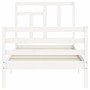 Estructura de cama con cabecero madera maciza blanco de , Camas y somieres - Ref: Foro24-3194927, Precio: 101,29 €, Descuento: %