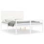Cama matrimonio personas mayores cabecero madera maciza blanco de , Camas y somieres - Ref: Foro24-3195487, Precio: 197,30 €,...