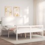 Cama matrimonio personas mayores cabecero madera maciza blanco de , Camas y somieres - Ref: Foro24-3195487, Precio: 197,30 €,...