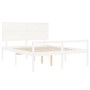 Cama matrimonio personas mayores cabecero madera maciza blanco de , Camas y somieres - Ref: Foro24-3195487, Precio: 197,30 €,...
