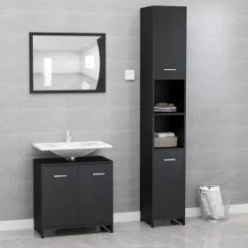 Juego muebles de baño 3 pzas madera de ingeniería negro de , Muebles de baño - Ref: Foro24-3056917, Precio: 138,55 €, Descuen...