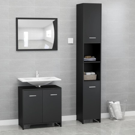 Juego muebles de baño 3 pzas madera de ingeniería negro de , Muebles de baño - Ref: Foro24-3056917, Precio: 142,89 €, Descuen...