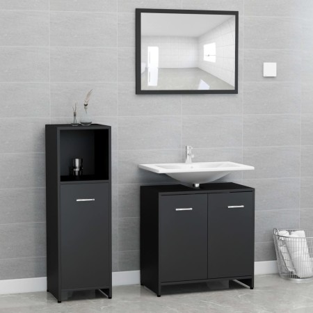 Juego muebles de baño 3 pzas madera de ingeniería negro de , Muebles de baño - Ref: Foro24-3056908, Precio: 122,22 €, Descuen...