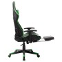 Silla de gaming con reposapiés cuero sintético negro y verde en Sillas gaming | Comprar online en Foru.es