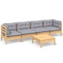 Juego de muebles de jardín 5 pzas y cojines madera maciza pino de , Conjuntos de jardín - Ref: Foro24-3096153, Precio: 377,75...