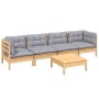 Juego de muebles de jardín 5 pzas y cojines madera maciza pino de , Conjuntos de jardín - Ref: Foro24-3096153, Precio: 377,75...